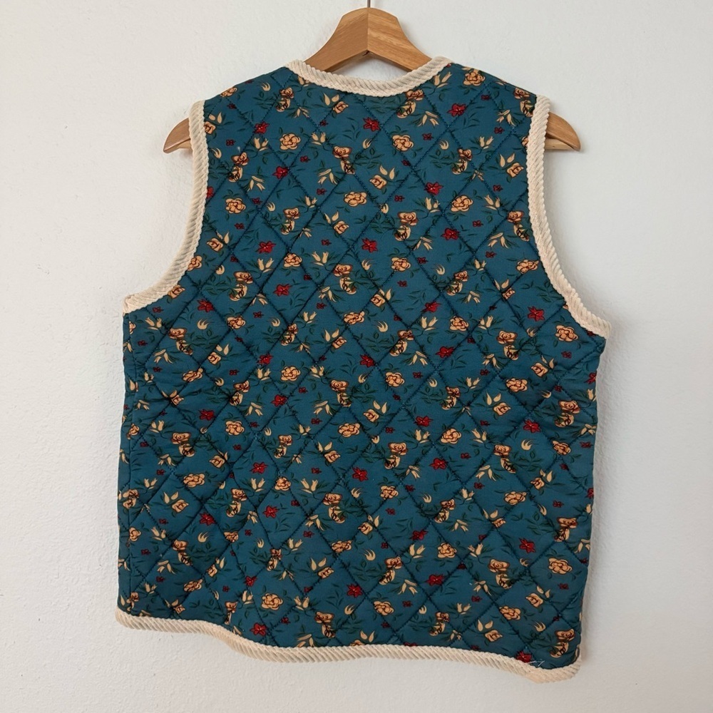 Grannycore Korean vest go viral floral and fur trim - Picture 3 of 10